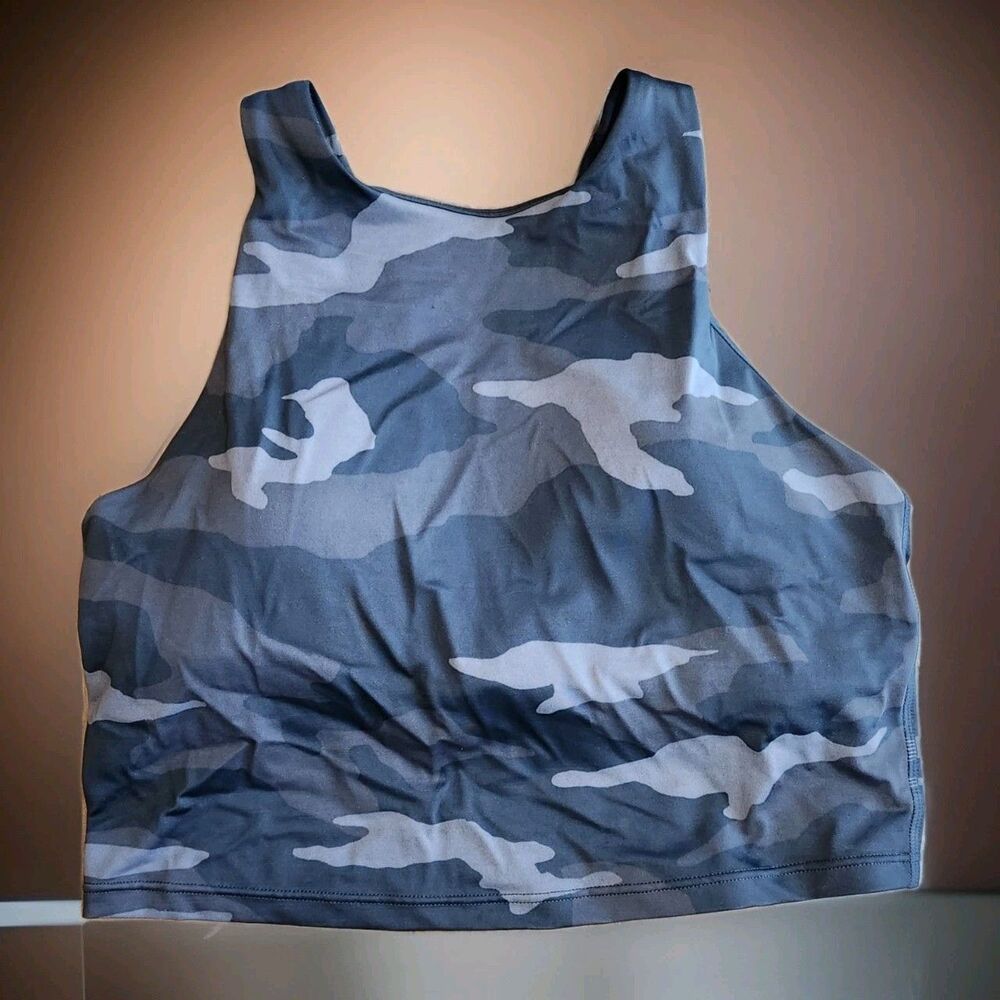 Athleta Black Camo Printed Crop Top Sports Bra Size M